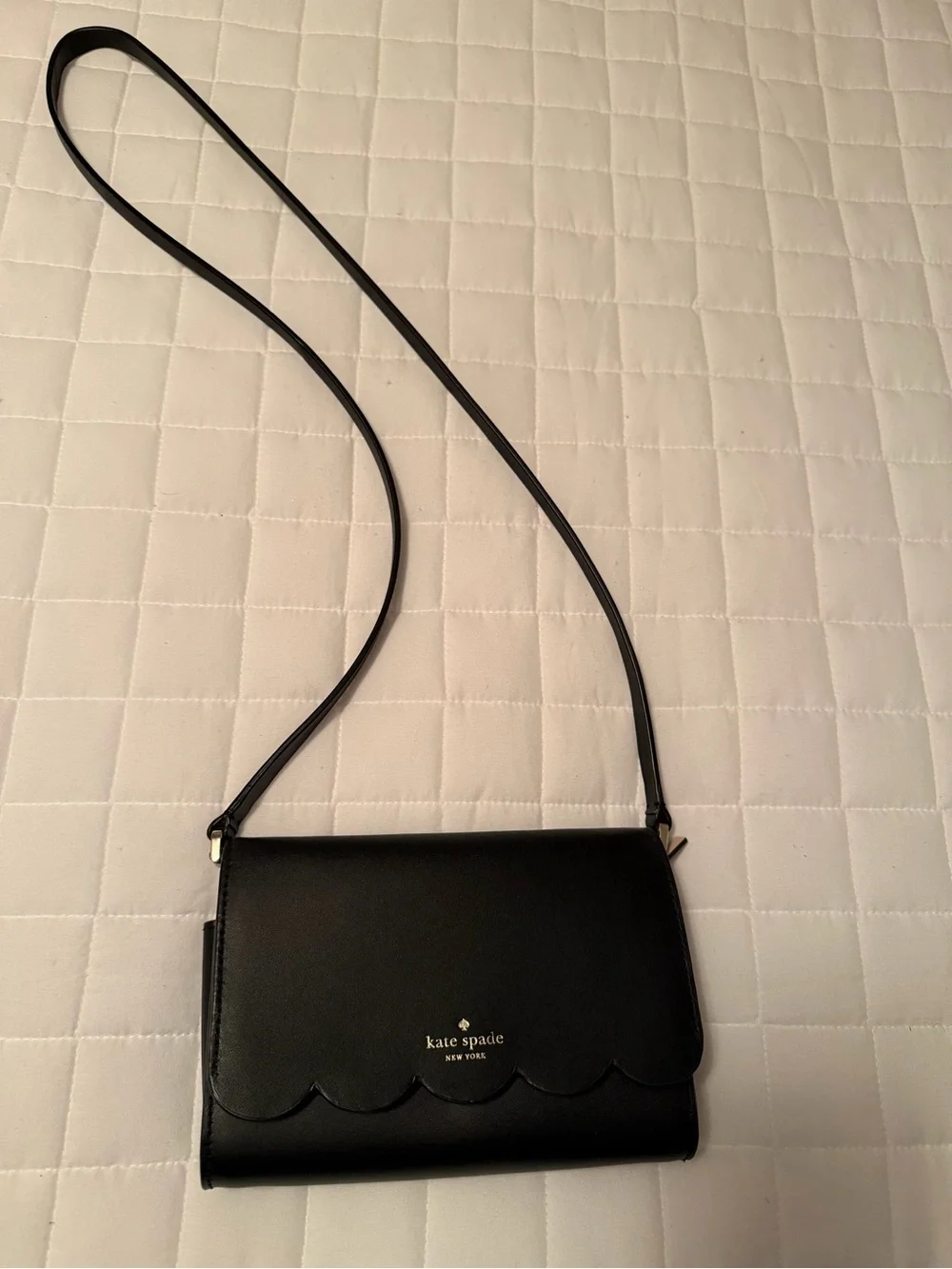 kate spade Black Scalloped Flap Leather Crossbody